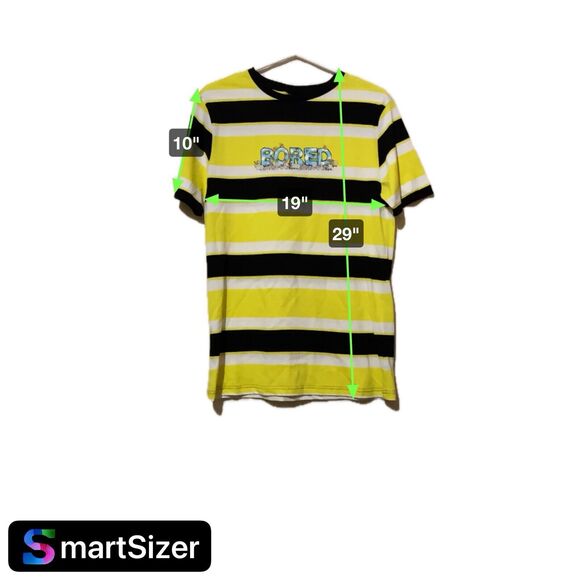 Bored Teenager T Shirt Small Black Yellow White Striped Floral Butterflies - Picture 4 of 5
